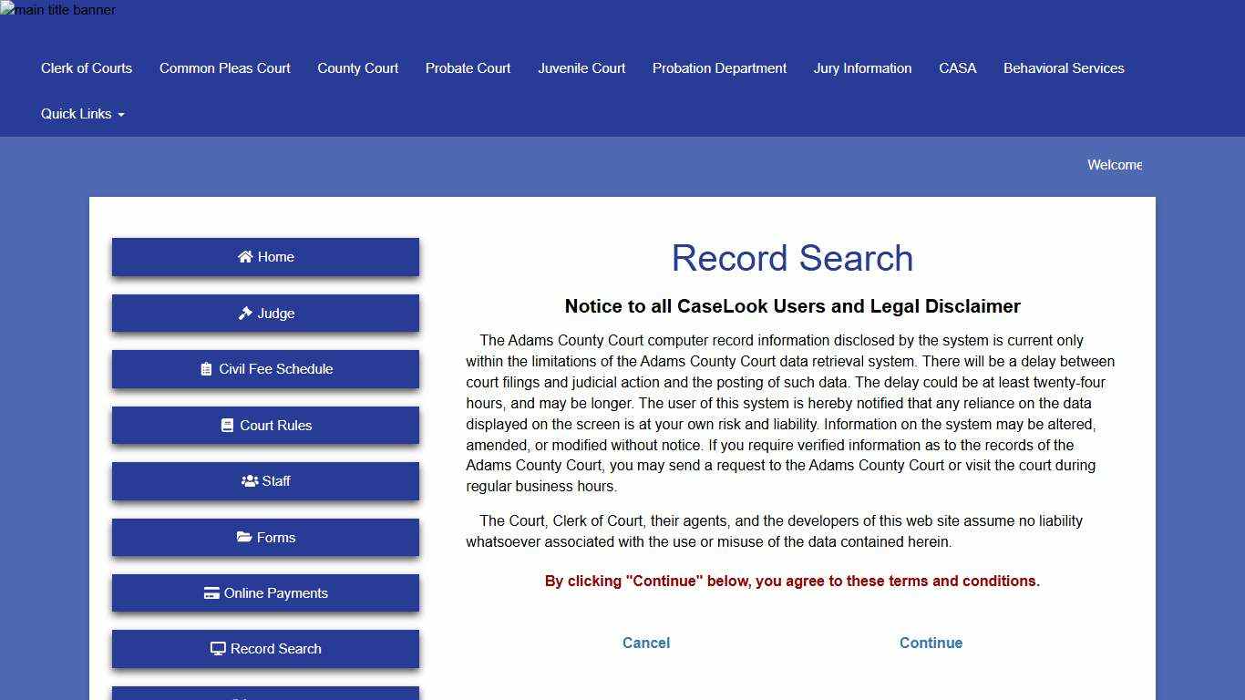 Adams County Court - Record Search